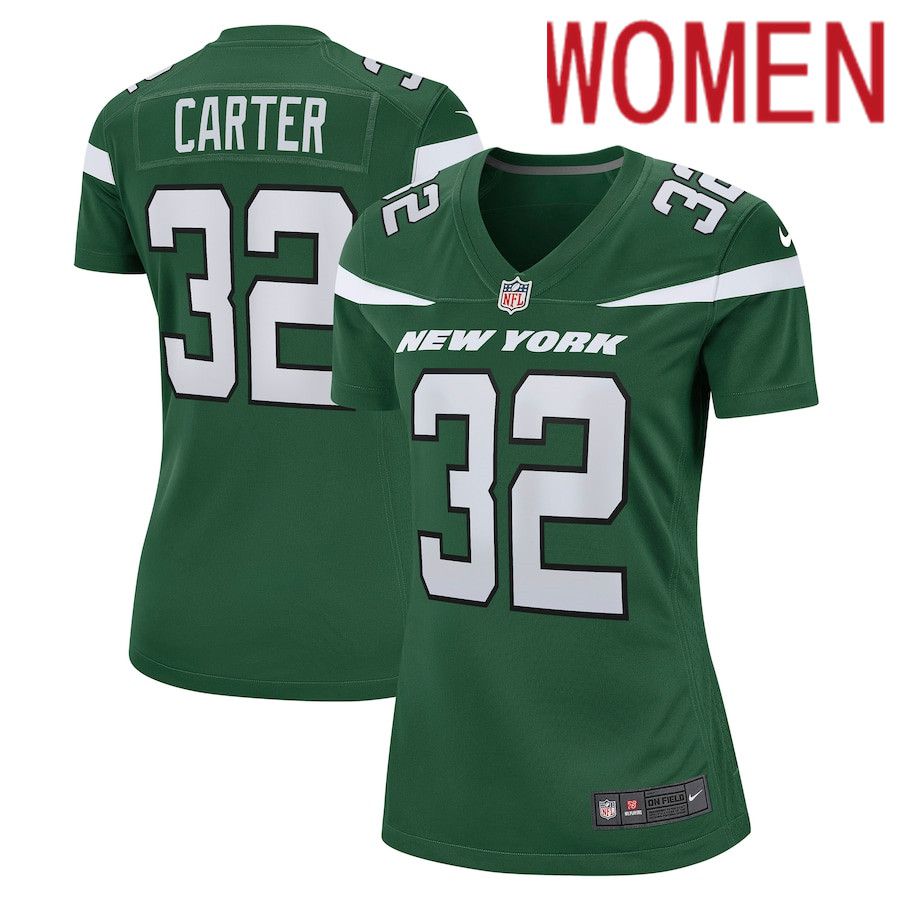 Women New York Jets #32 Michael Carter Nike Gotham Green Game NFL Jersey->women nfl jersey->Women Jersey
